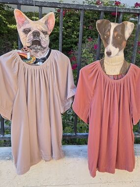 Pair of Velvet Peasant Blouses in Gray and Dusty 🌹 Rose
